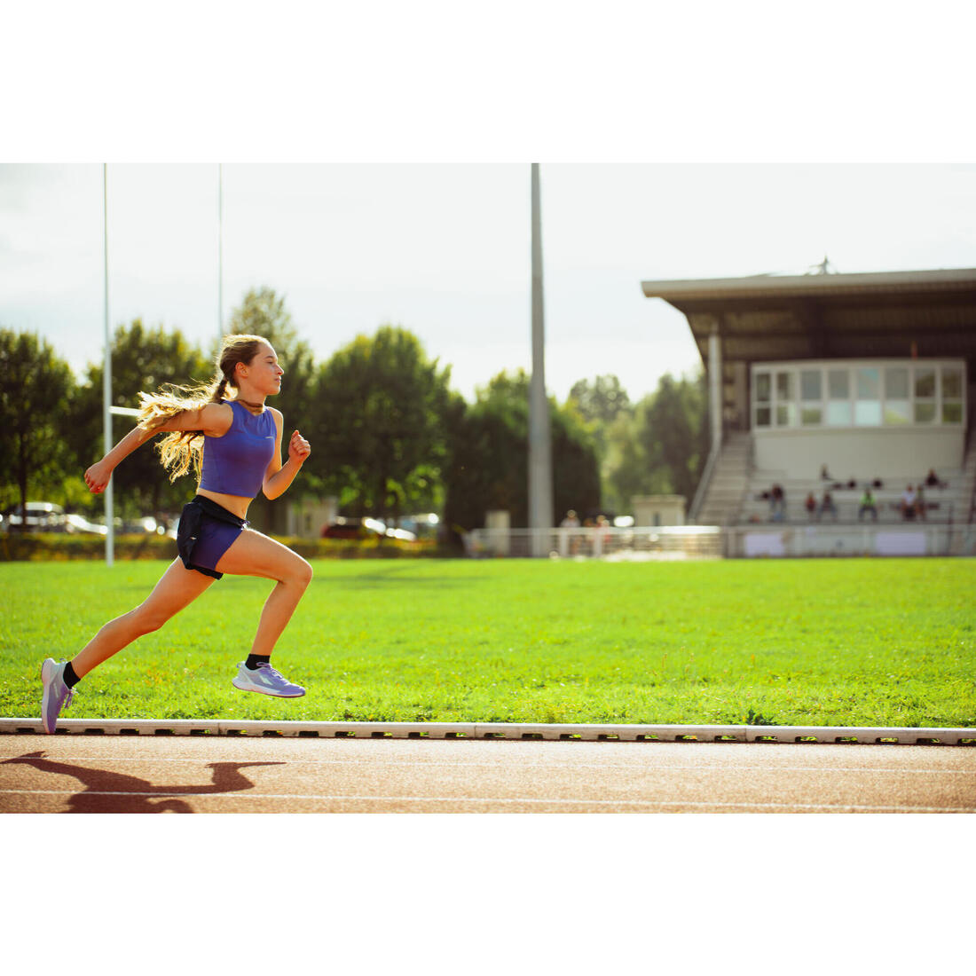 Débardeur Crop Top running respirant Fille , Kiprun Violet