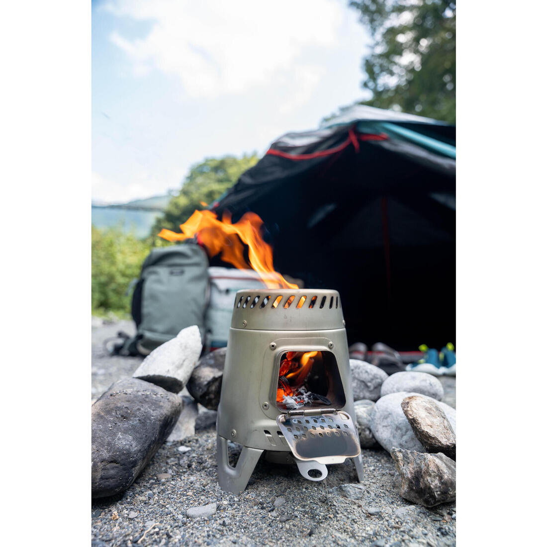 Réchaud à bois 500 pour le camping et le bivouac en acier inoxydable