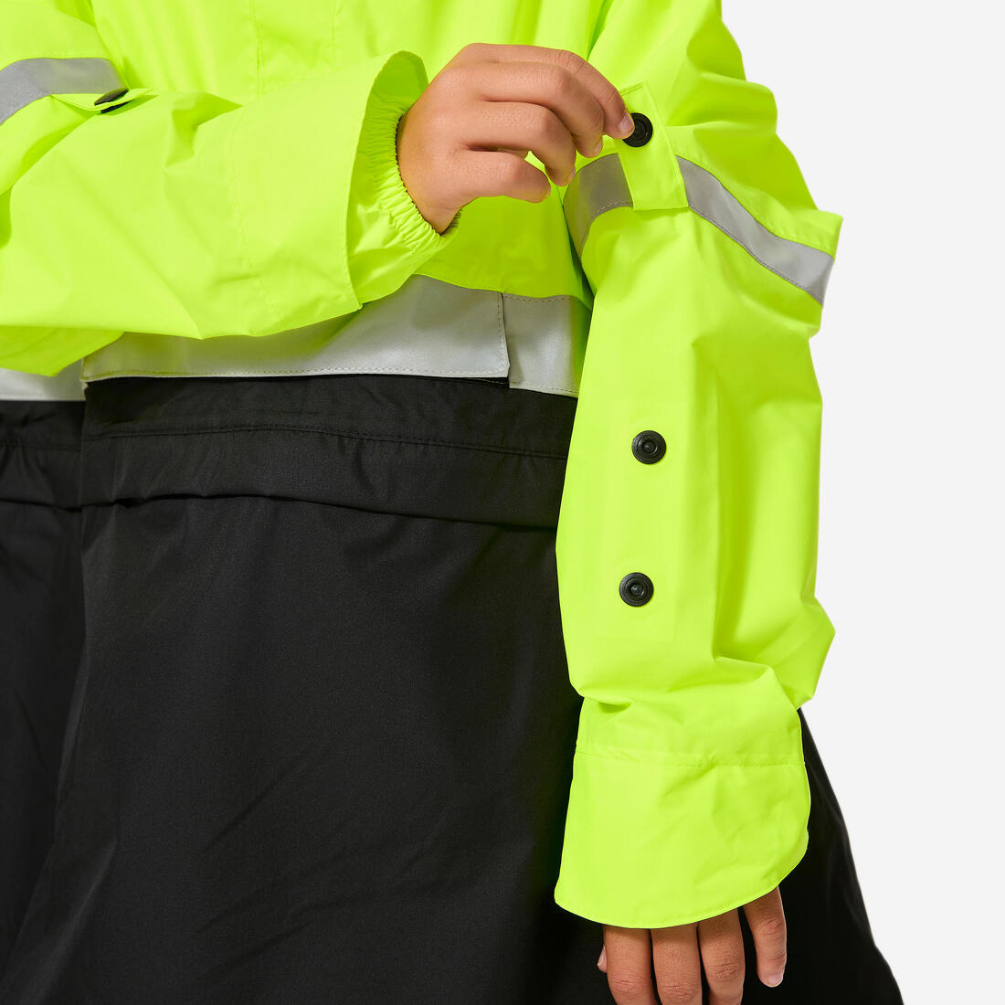 PONCHO ENFANT PLUIE VISIBILITE JOUR NUIT NOIR JAUNE FLUO