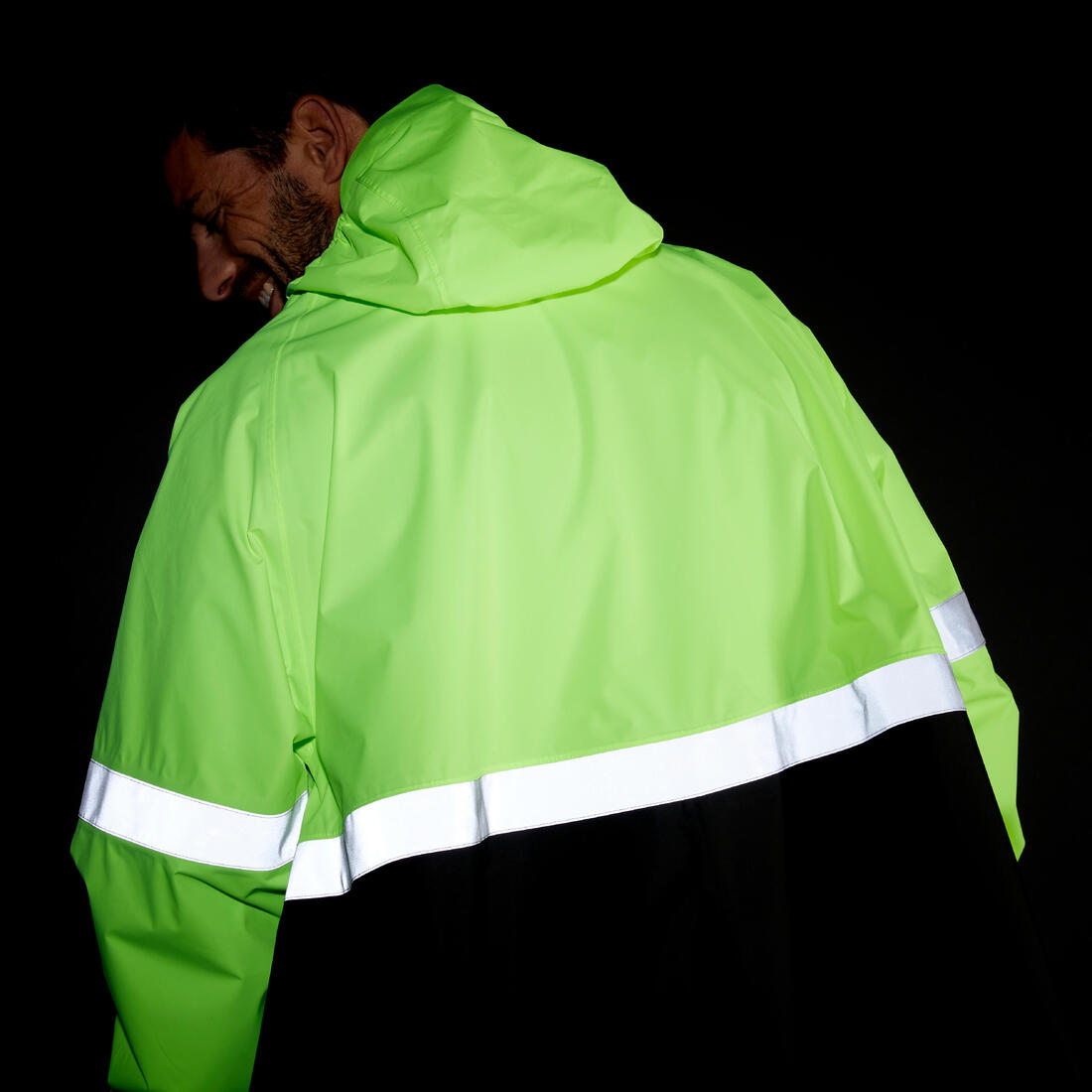 Poncho pluie visibilite jour nuit 560 noir jaune fluo