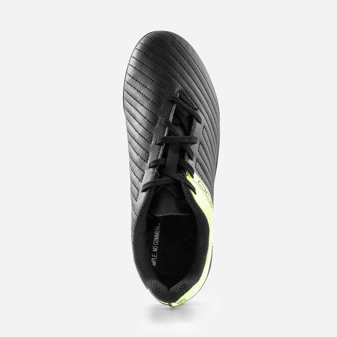 Chaussures de football enfant à lacets 100 FG noir et jaune