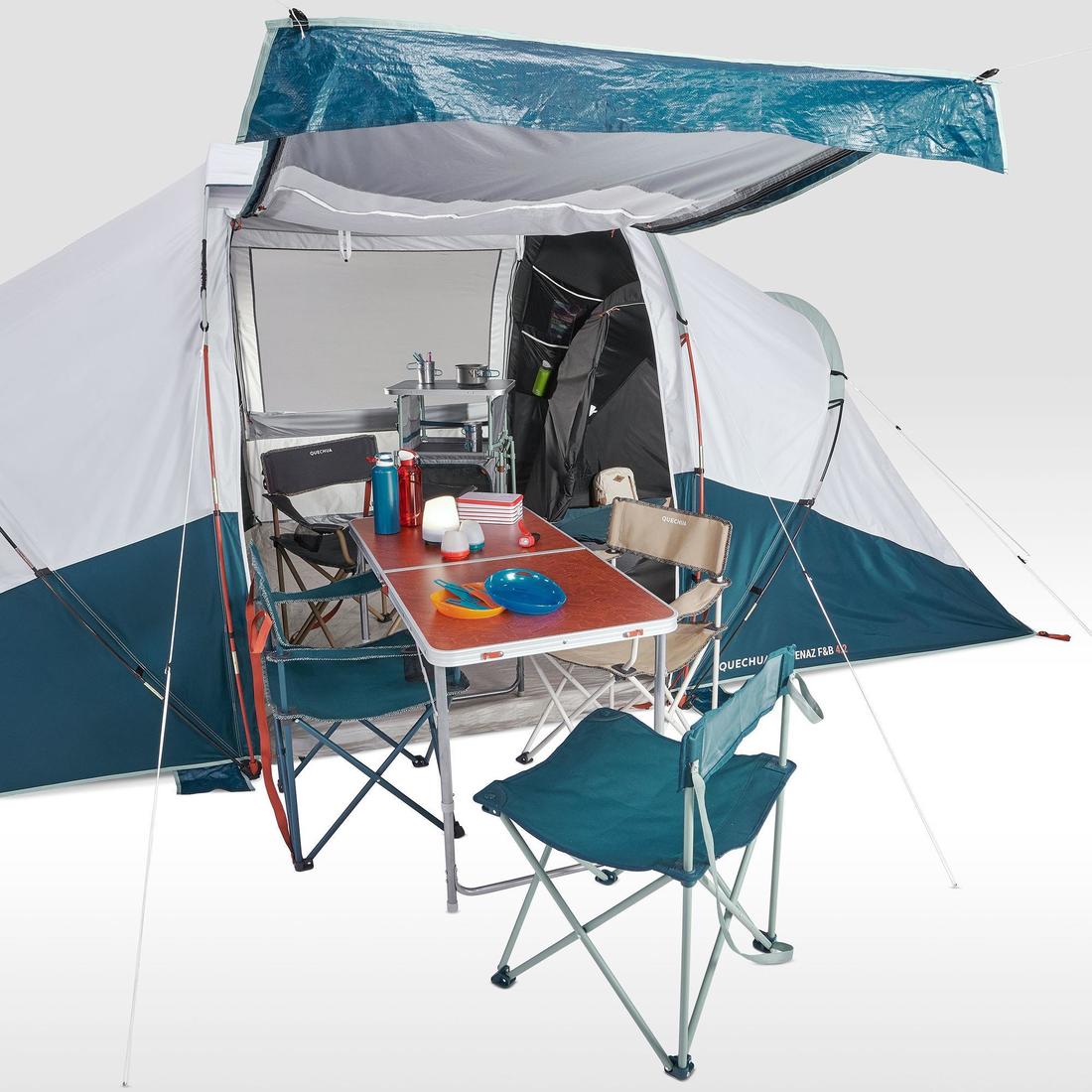 Tente de camping 4 places 2 chambres, Fresh & Black, Arpenaz 4.2