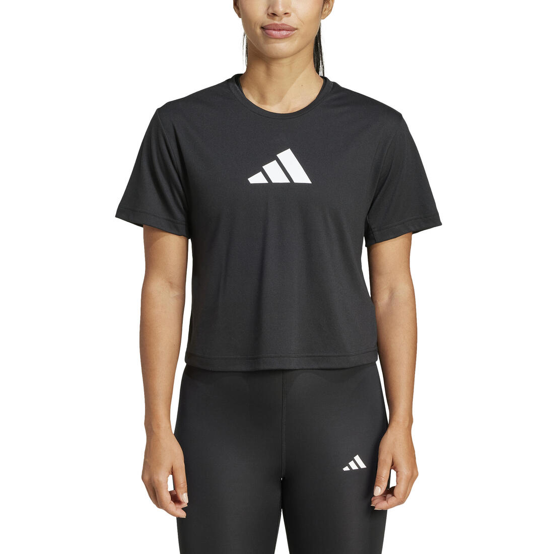 T-shirt imprimé logo femme, noir