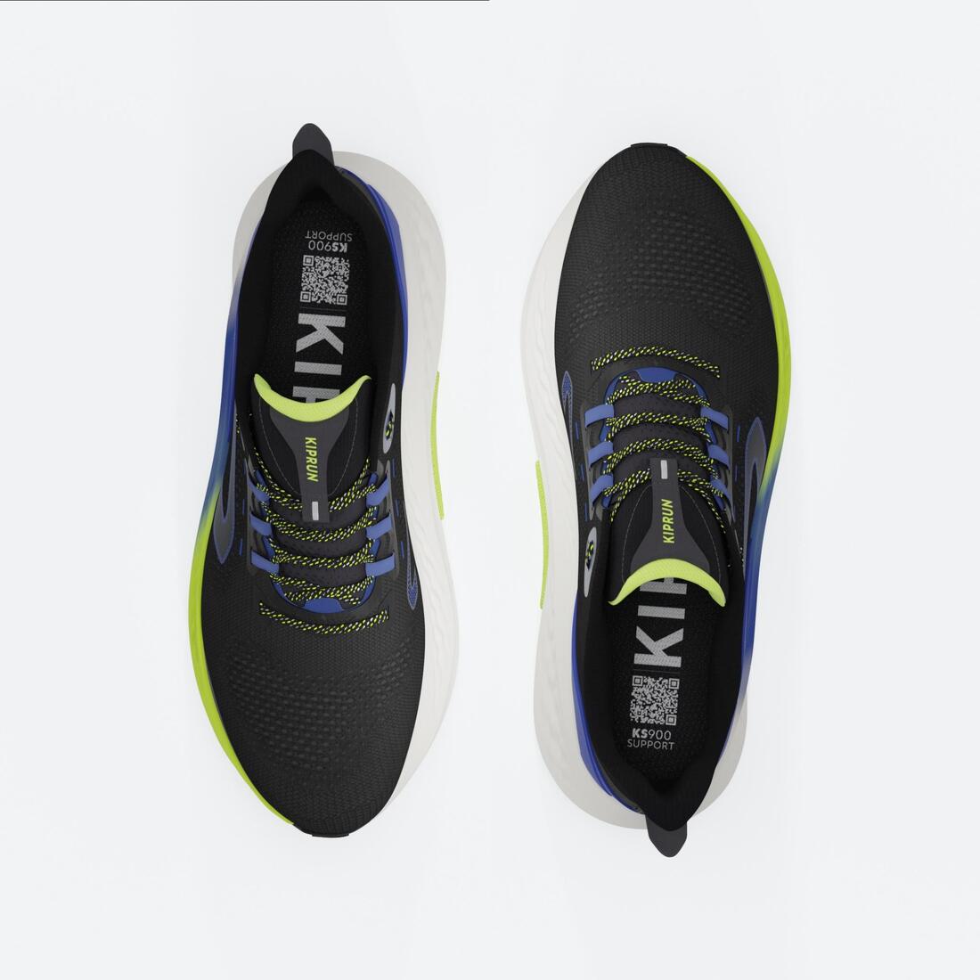 Chaussures de running route Homme - Kiprun KS900 Support, Noir bleu jaune