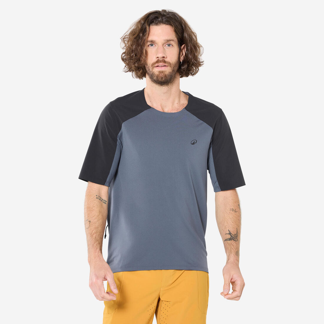 Maillot VTT manches courtes respirant homme cargo, 500 – gris ardoise