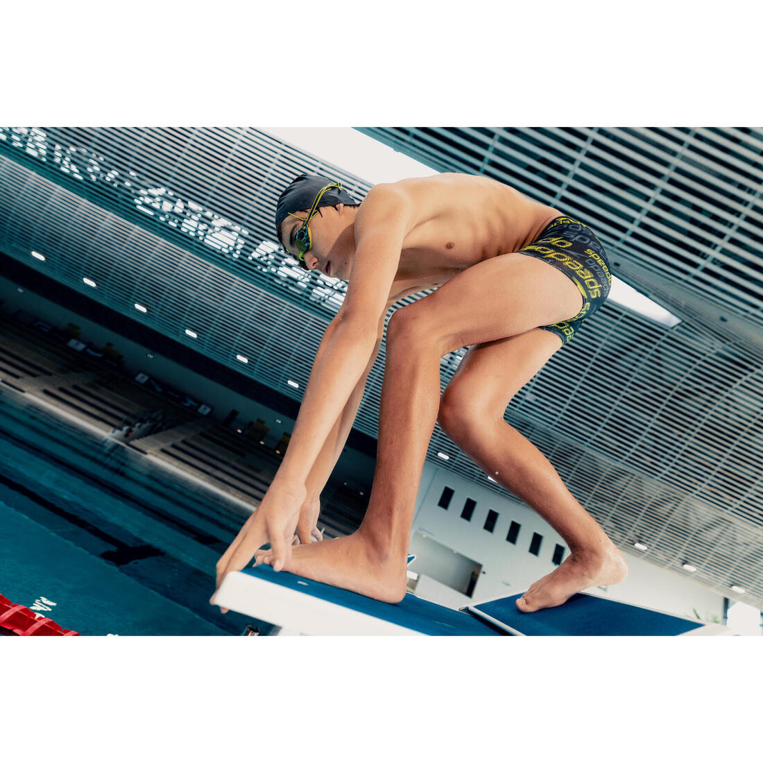Boxer de bain natation garçon, jaune