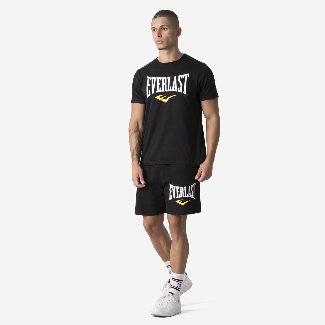 Short en coton pour homme, noir