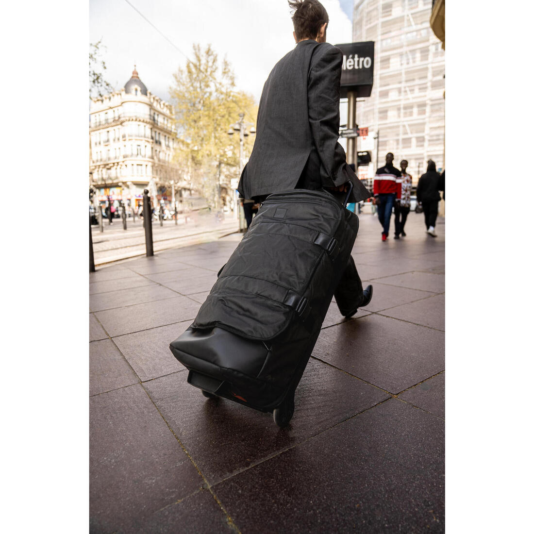 Valise pliable 85L noire Spacesaver, sac de voyage à roulettes
