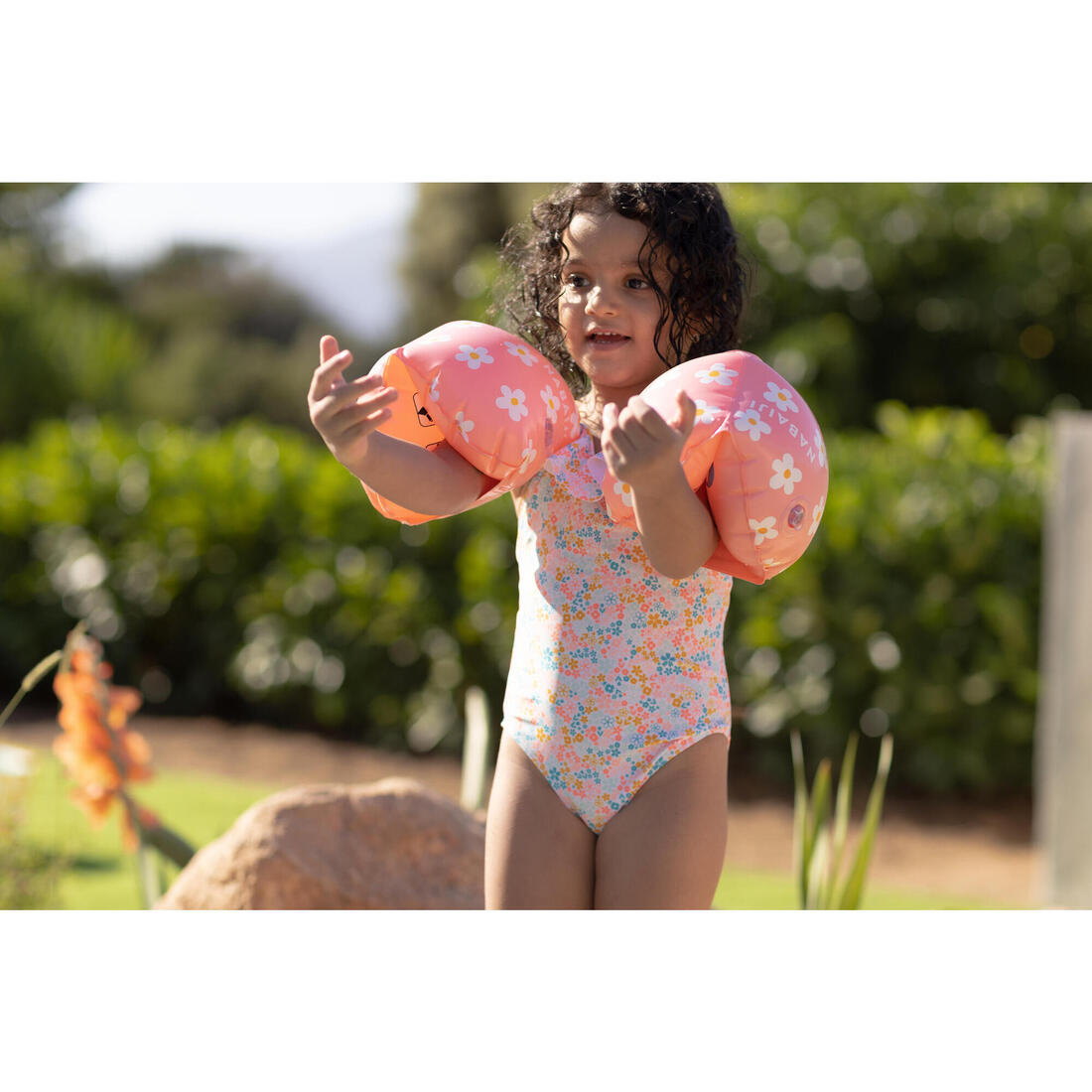 Brassards de piscine enfants rose imprimé "fleurs " 11-30 kg