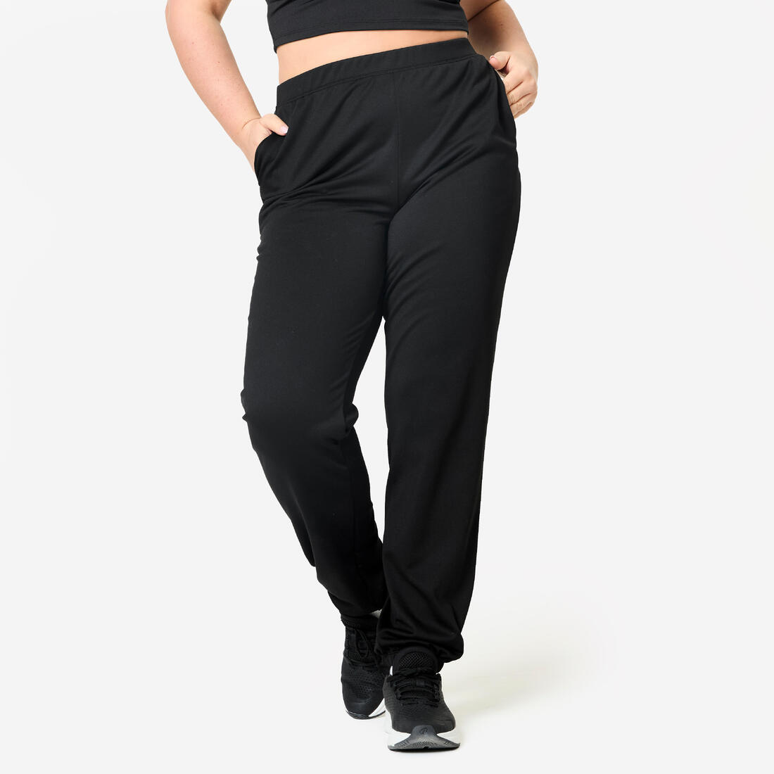 Pantalon de jogging droit chaud et confortable femme, noir