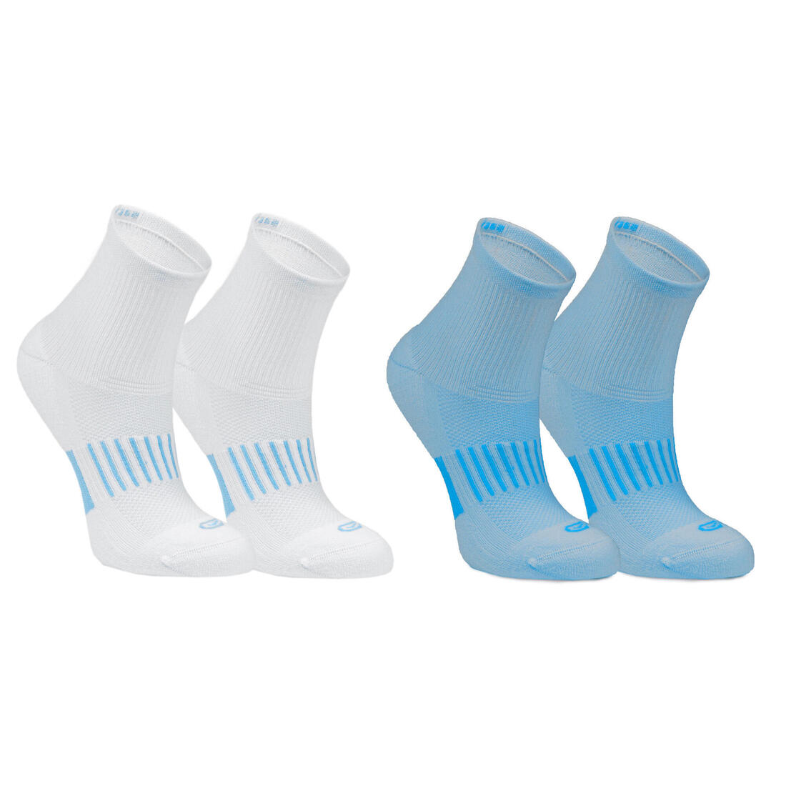 Lot X2 de chaussettes enfant AT 500 mid turquoise et rayées turquoises grises