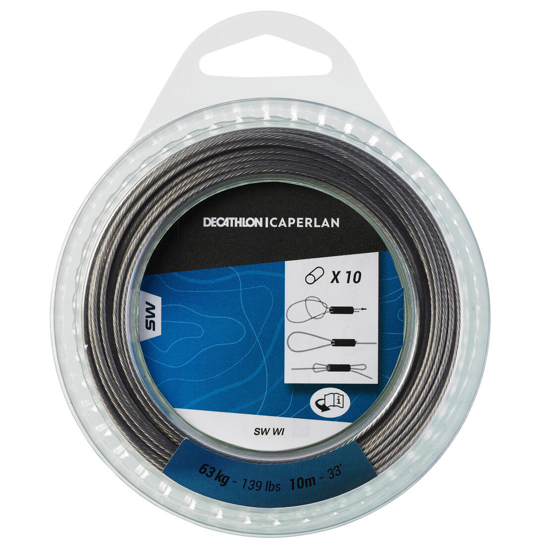 FIL D'ACIER TRESSÉ GAINÉ 10M 63KG PÊCHE EN MER – Default