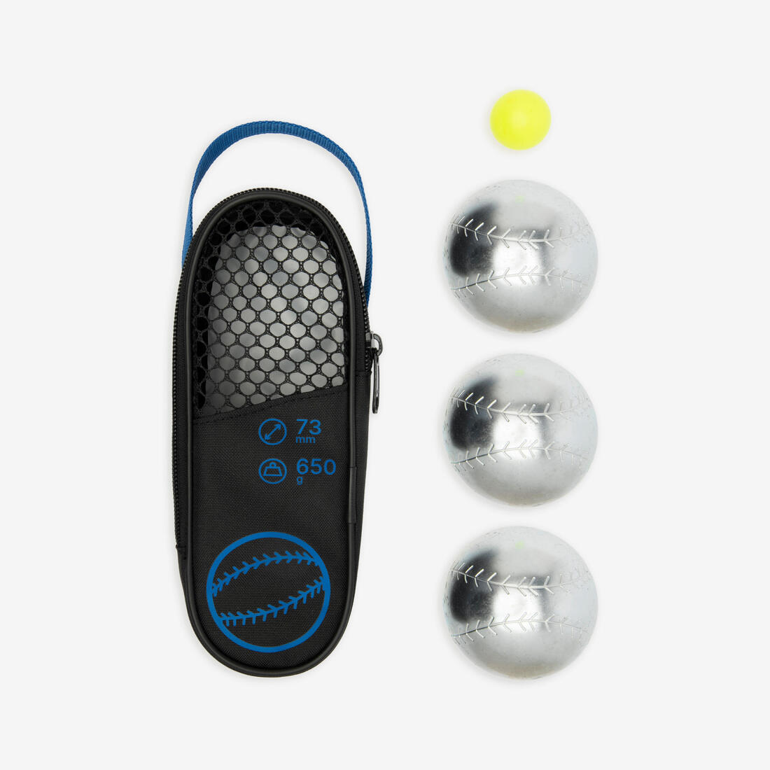 JEU DE 3 BOULES DE PETANQUE LOISIR 500 BASEBALL