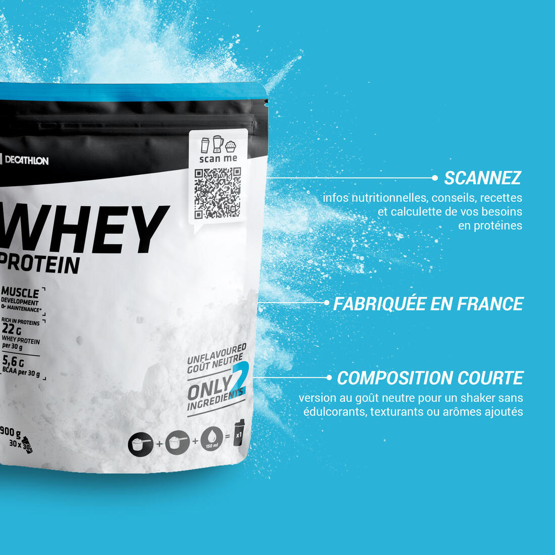Whey protéine goût neutre 900g