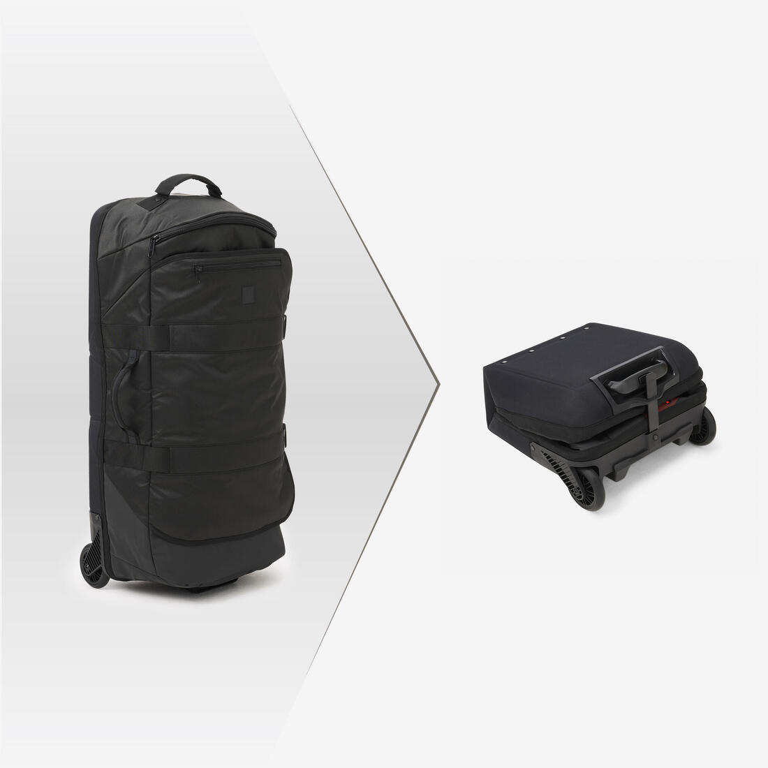 Valise pliable 85L noire Spacesaver, sac de voyage à roulettes