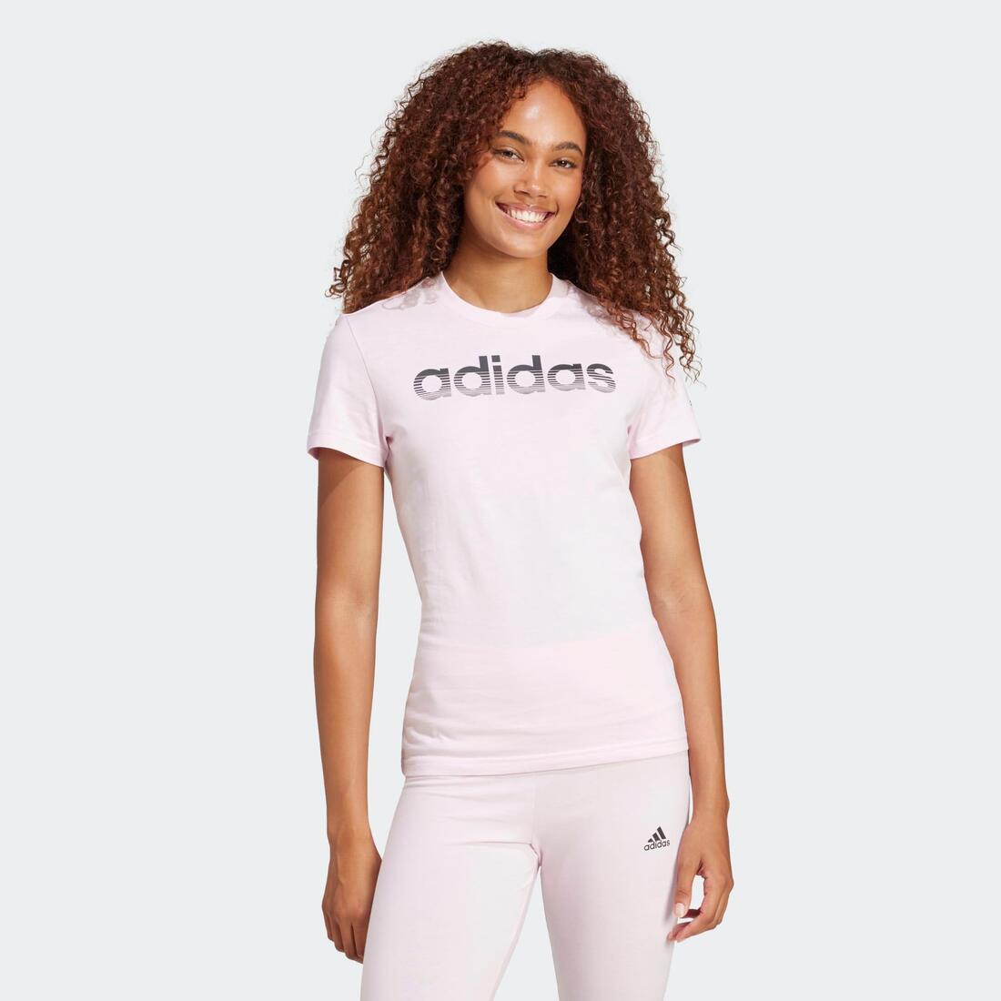 T-shirt imprimé en coton femme, rose