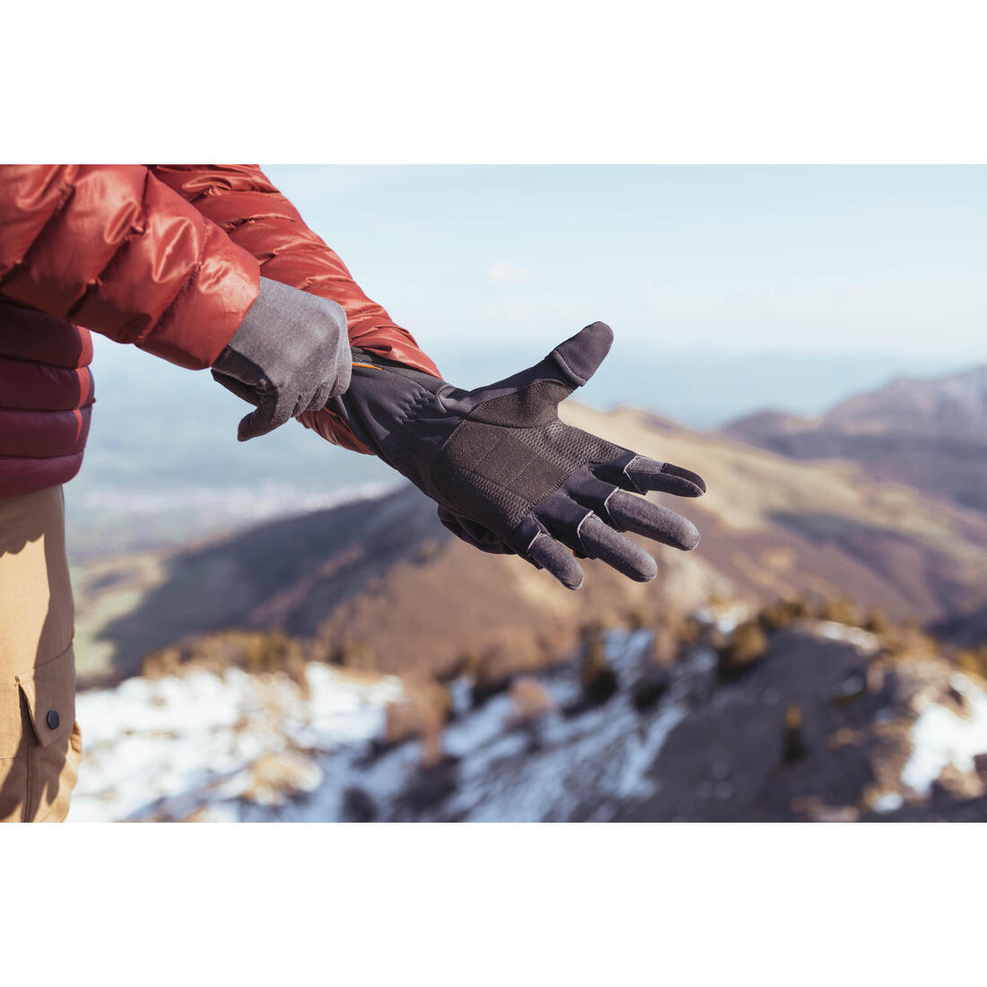 Sous-gants en laine mérinos de trekking montagne - MT500 gris - adulte
