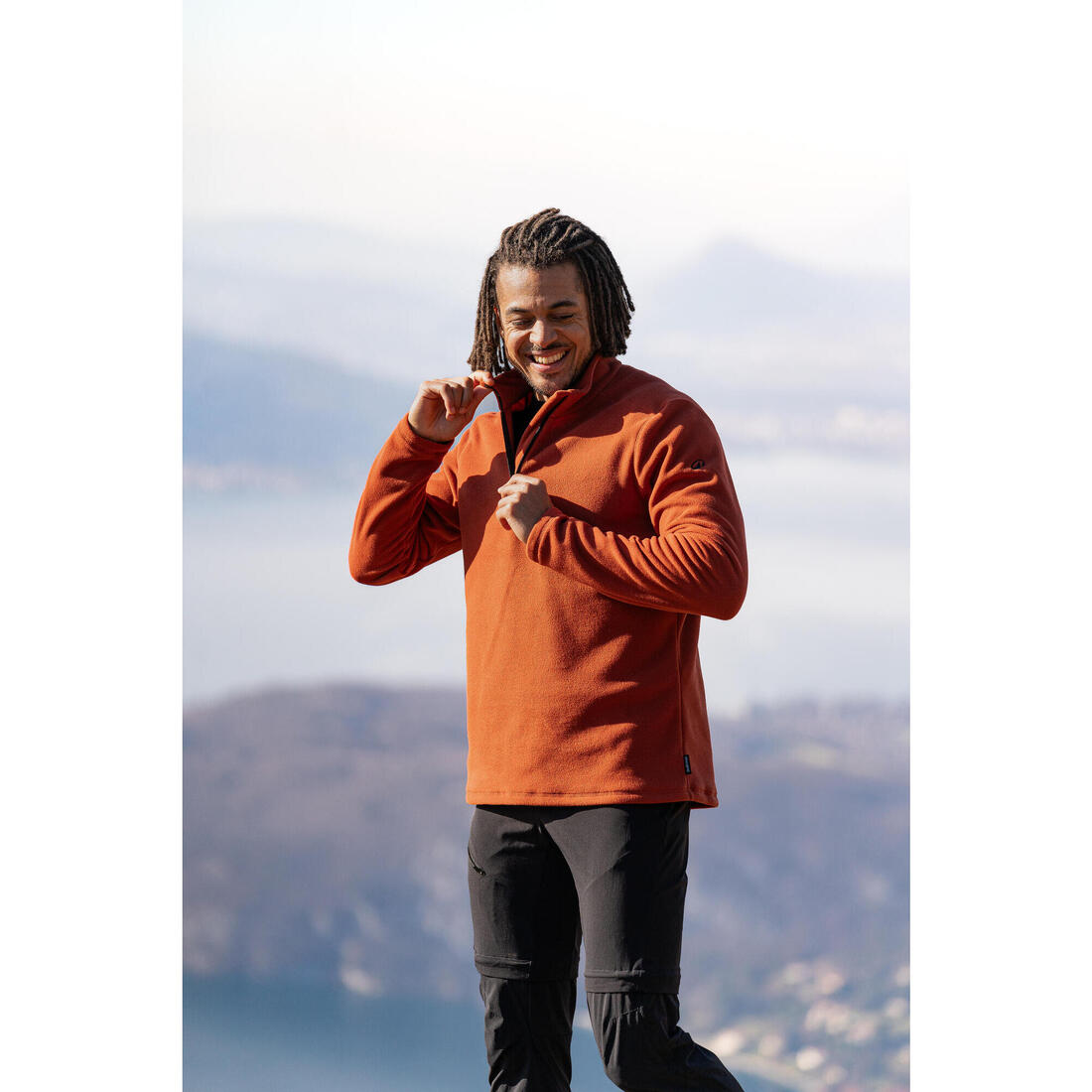Polaire de randonnée montagne homme, MH100 demi zip