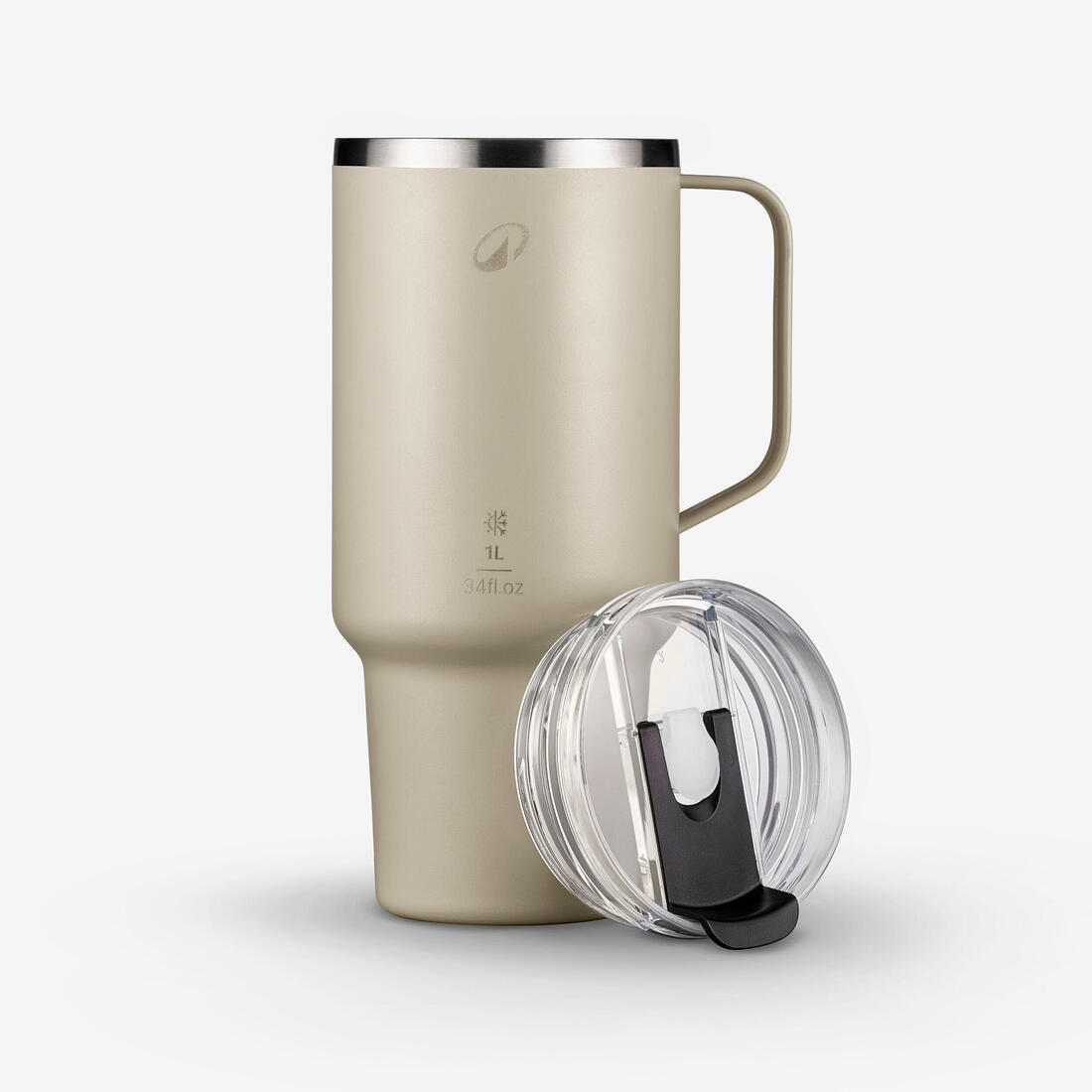 Mug isotherme avec paille 1L en inox, pour la randonnée et camping