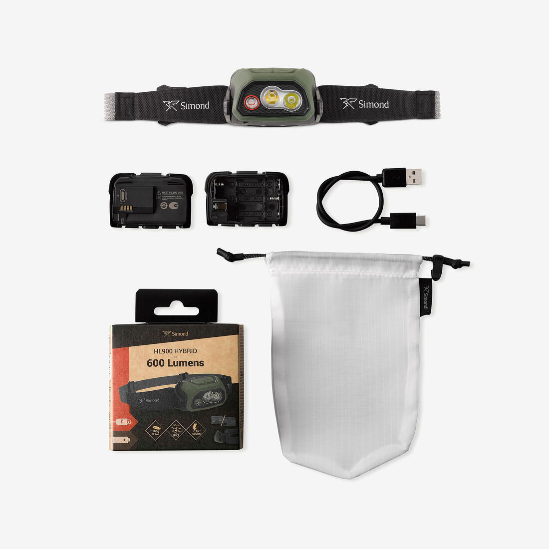 Lampe frontale rechargeable - 600 lumens - hl900 usb v3