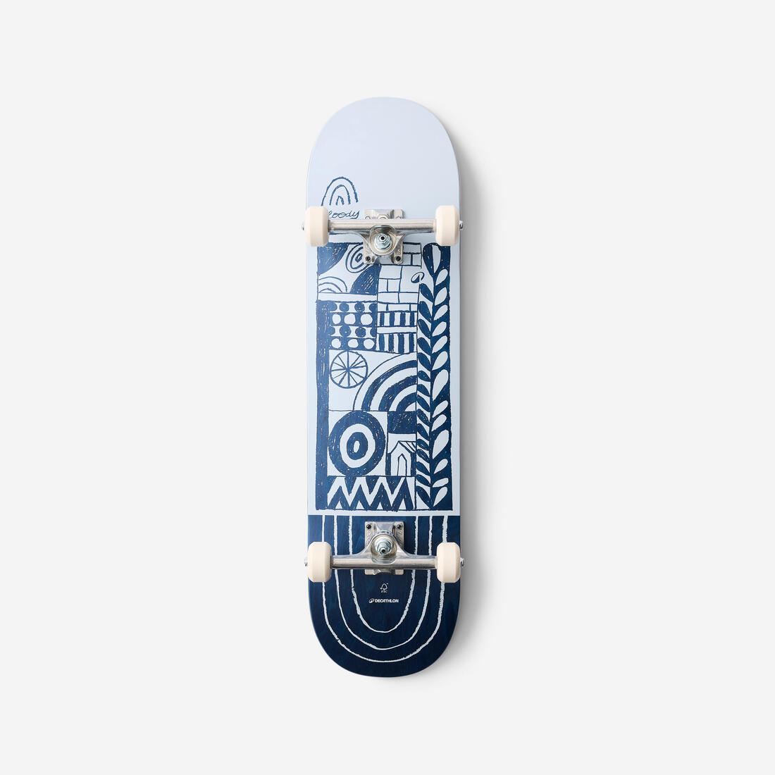 SKATEBOARD COMPLET CP500 TRIBE BLEU POUR SKATEURS A PARTIR DE 12 ANS
