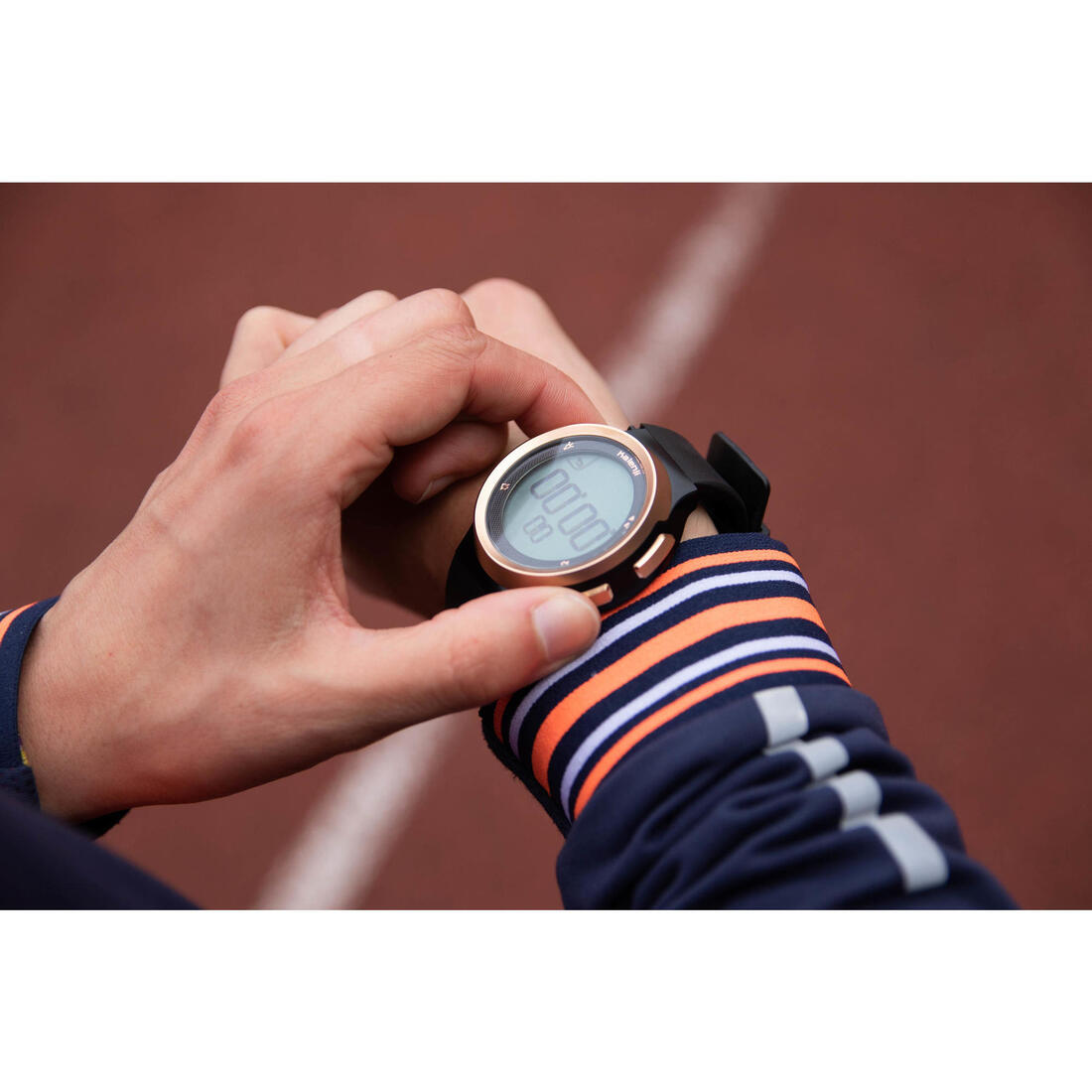 Montre chronomètre de course à pied homme W900 noire écran reverse