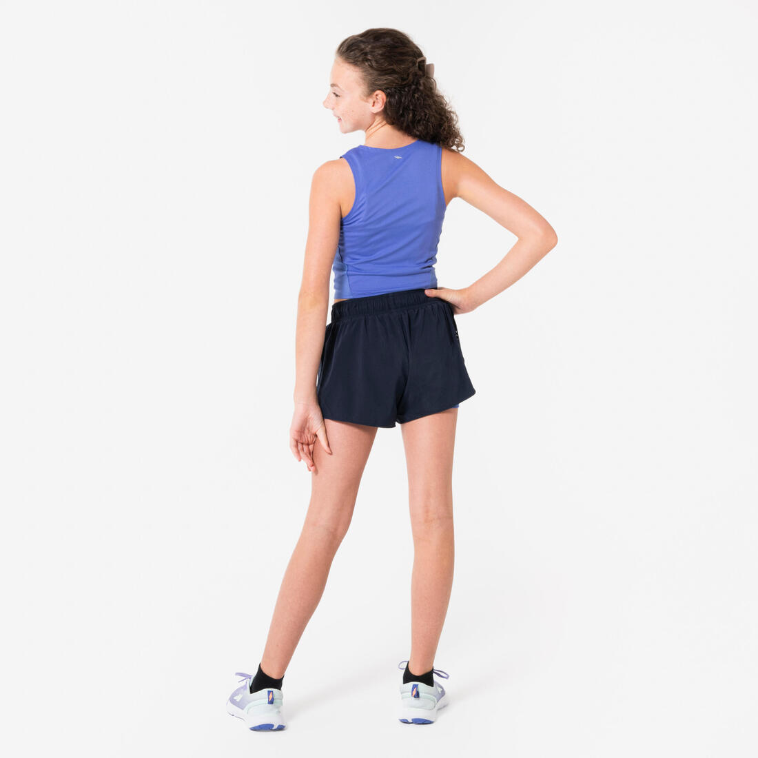 Débardeur Crop Top running respirant Fille , Kiprun Violet
