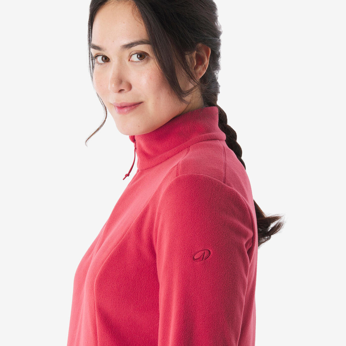 Polaire de randonnée montagne femme, MH100 demi zip rose