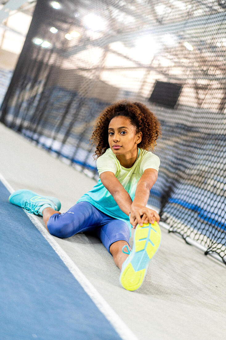 Tee-shirt manches courtes fille running et athlétisme KIPRUN care turquoise