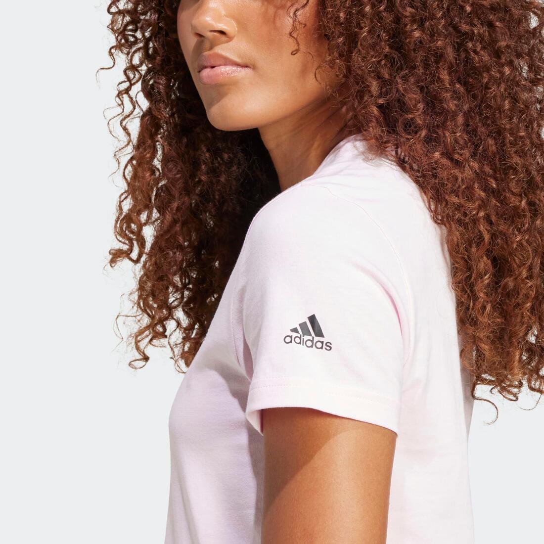 T-shirt imprimé en coton femme, rose
