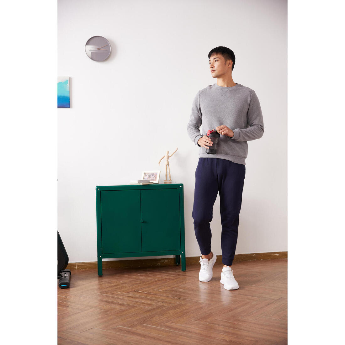 Pantalon jogging chaud fitness homme - 100 noir