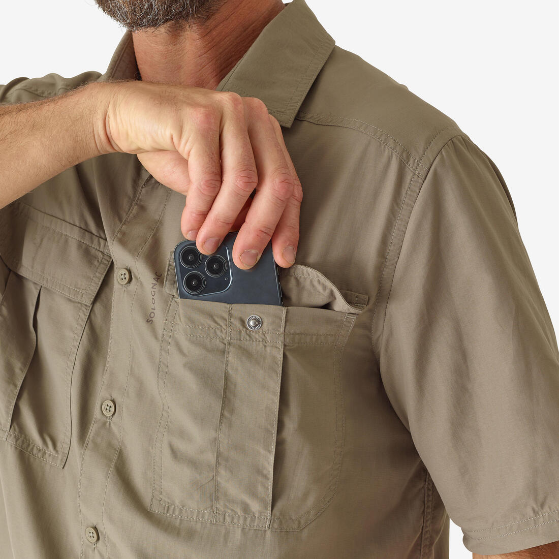 Chemise legere manches courtes 100 verte