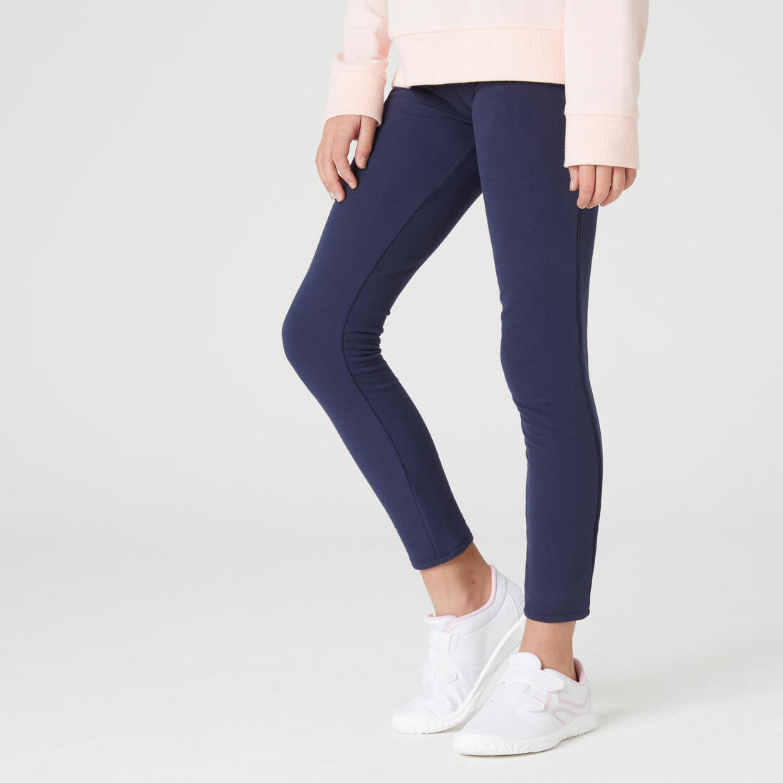 Legging chaud fille french terry coton - Basique gris chiné foncé – bleu marine