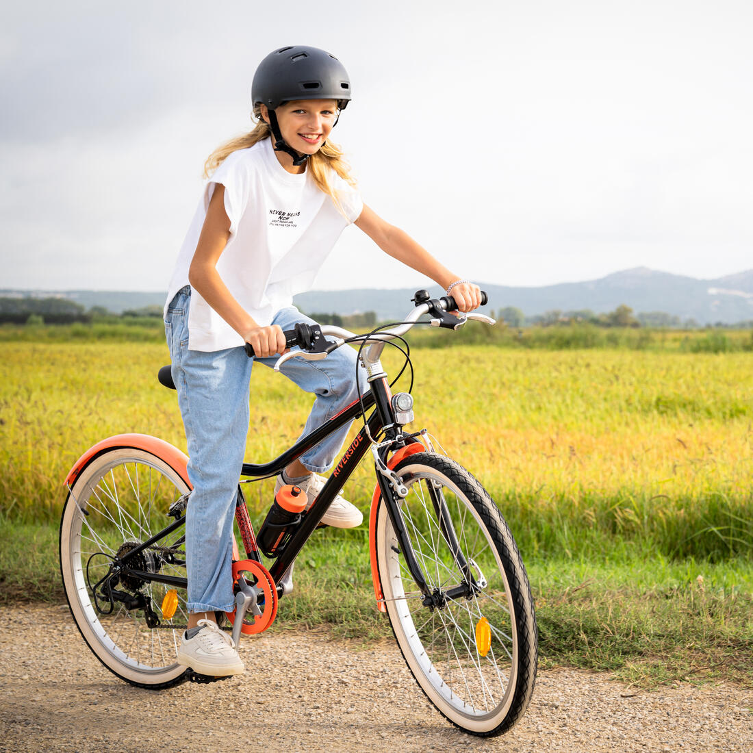Vtc enfant riverside 500 noir corail 24 pouces 9-12 ans