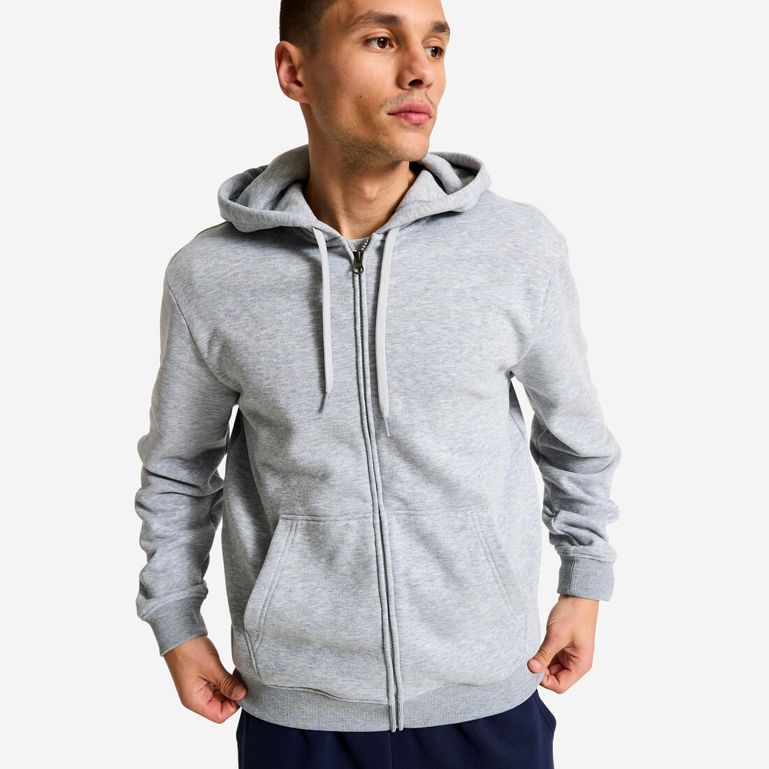 Sweat de sport zippé à capuche chaud homme, bleu foncé