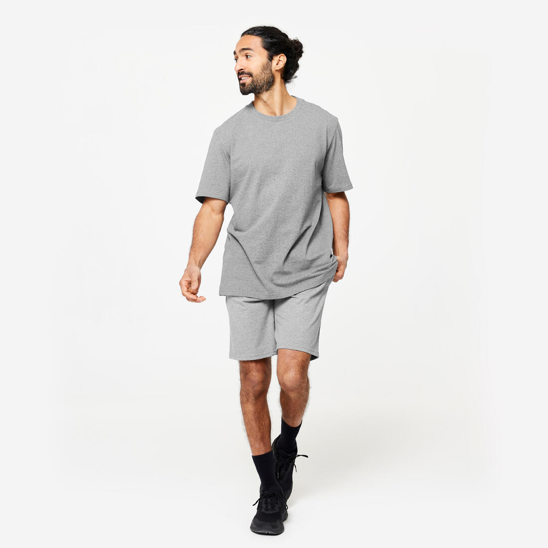 T-shirt de fitness coton homme, gris