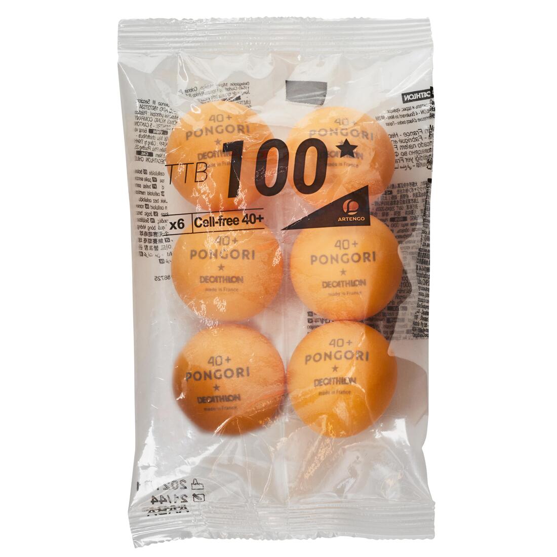 Balles de tennis de table ttb 100 1* 40+ x6 orange (fabriquée en france)