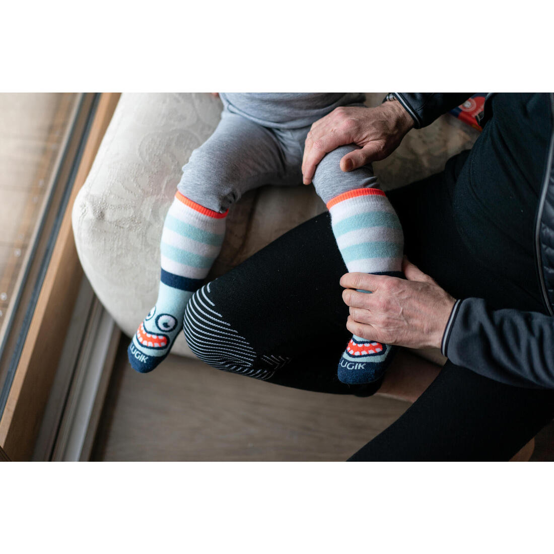 Chaussettes ski bébé WARM turquoises
