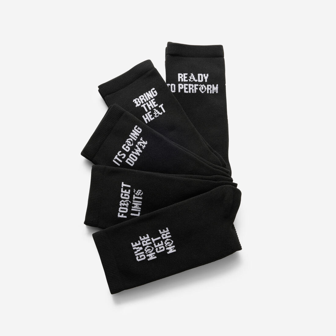 Chaussettes de fitness mi-mollet x5, noir imprimé