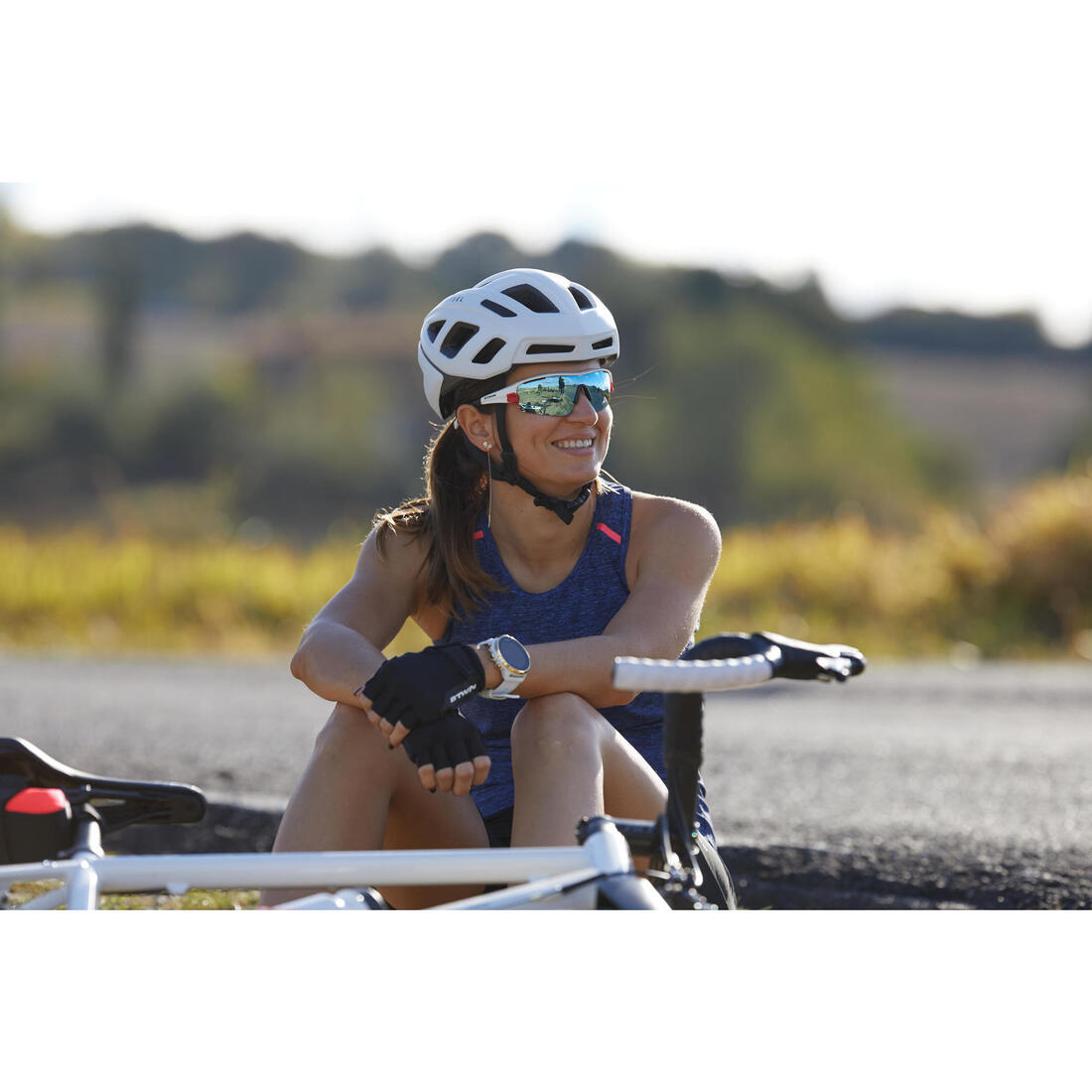 DEBARDEUR VELO ROUTE FEMME TRIBAN 500 MARINE