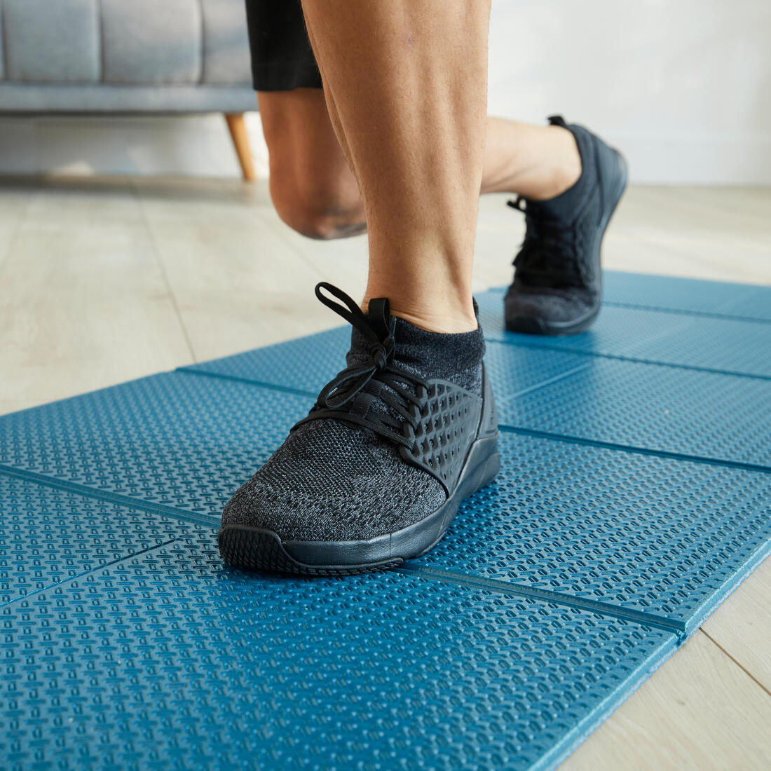 Tapis de fitness pliable épaisseur 7 mm, bleu