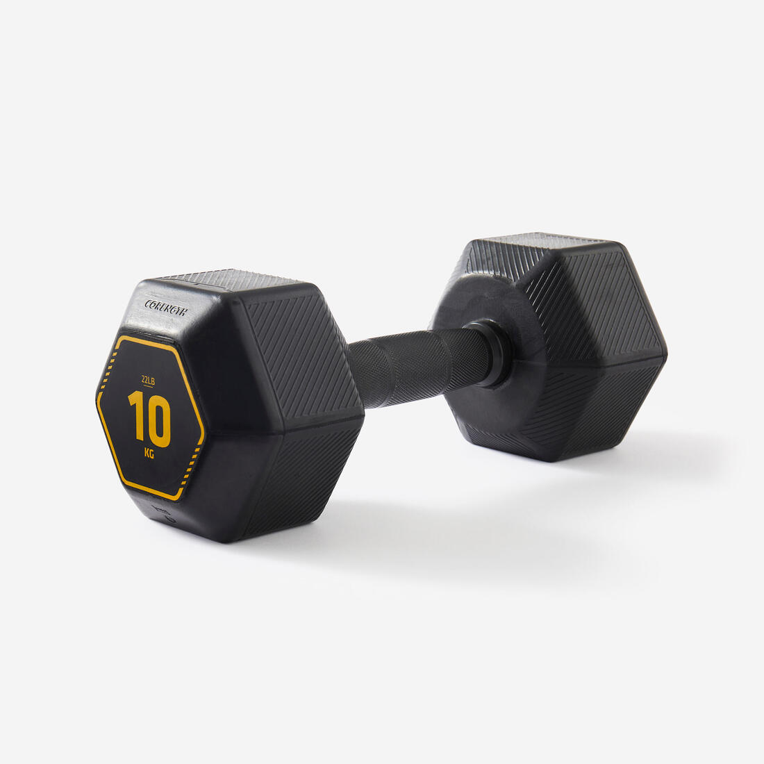 Haltère de cross training et musculation 10 kg - dumbbell hexagonale noire