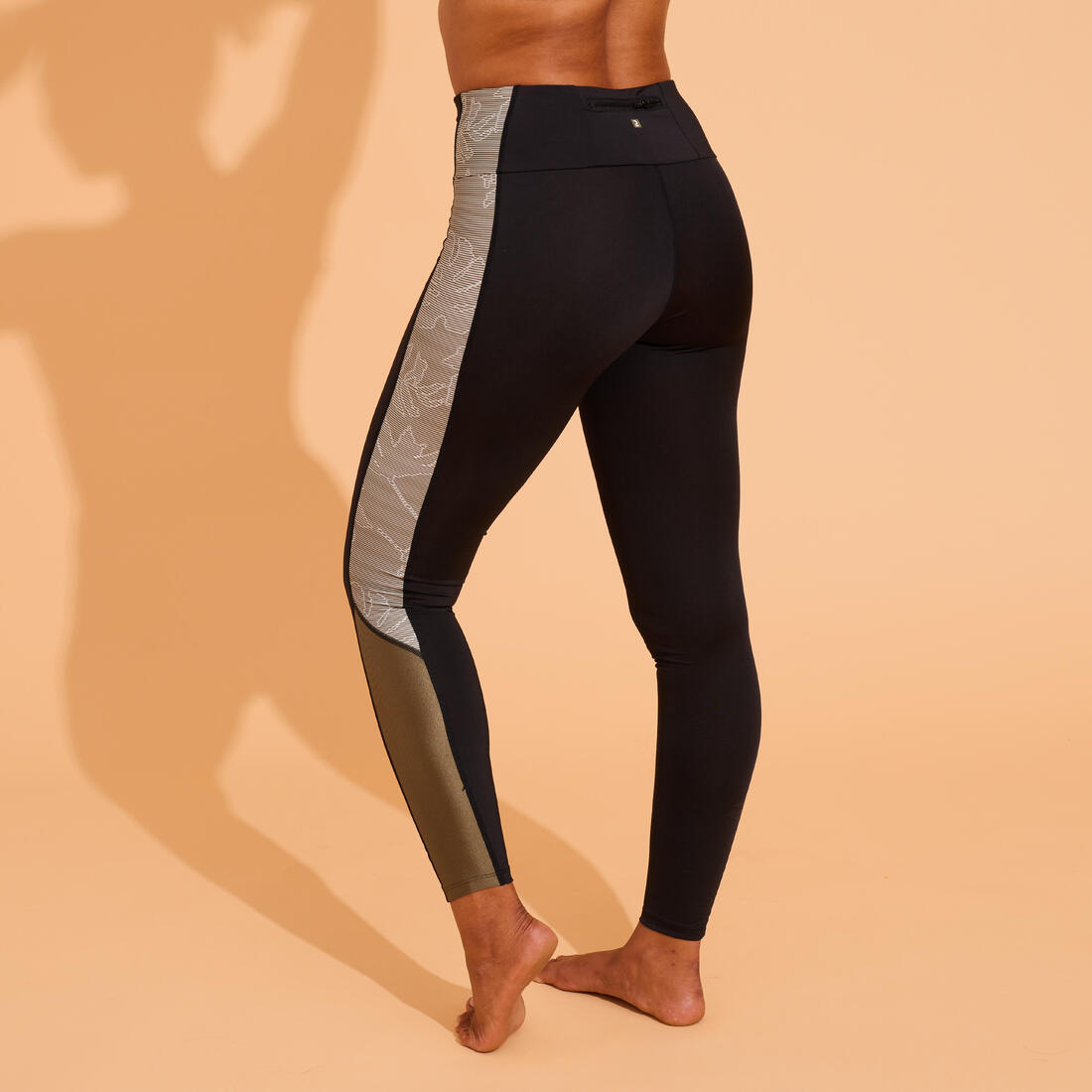 BAS DE MAILLOT DE BAIN LEGGING AQUAGYM-AQUABIKE FEMME NOIR IMPRIME
