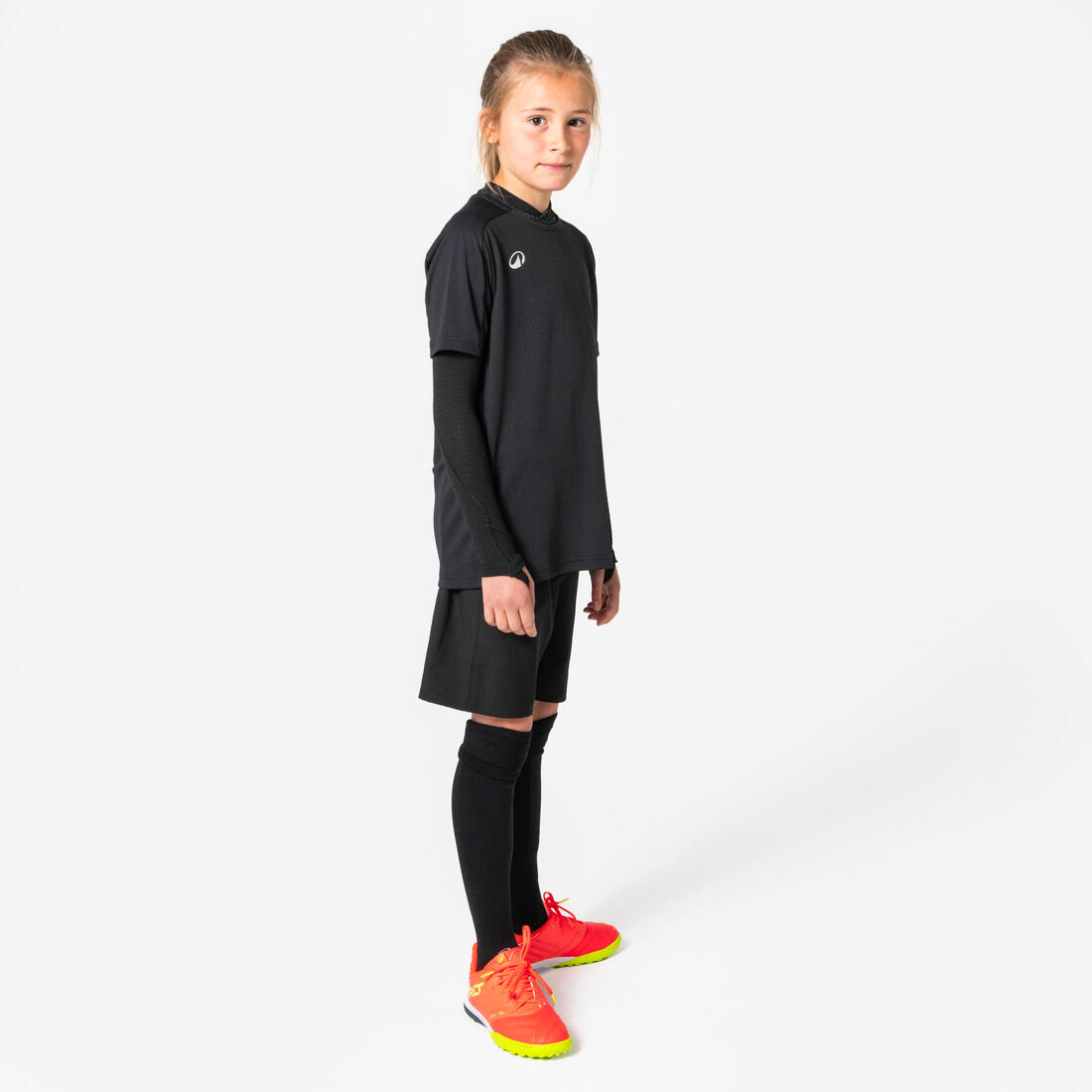Sous-maillot de foot thermique seamless manches longues enfant, Keepdry noir