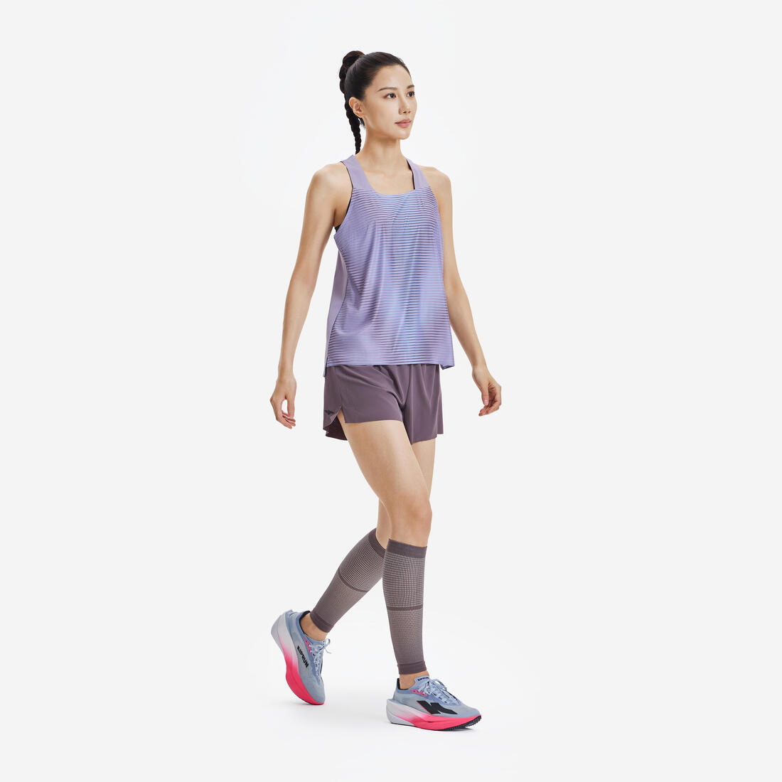 Débardeur de Running léger Femme - KIPRUN Run 900 Light violet mauve imprimé
