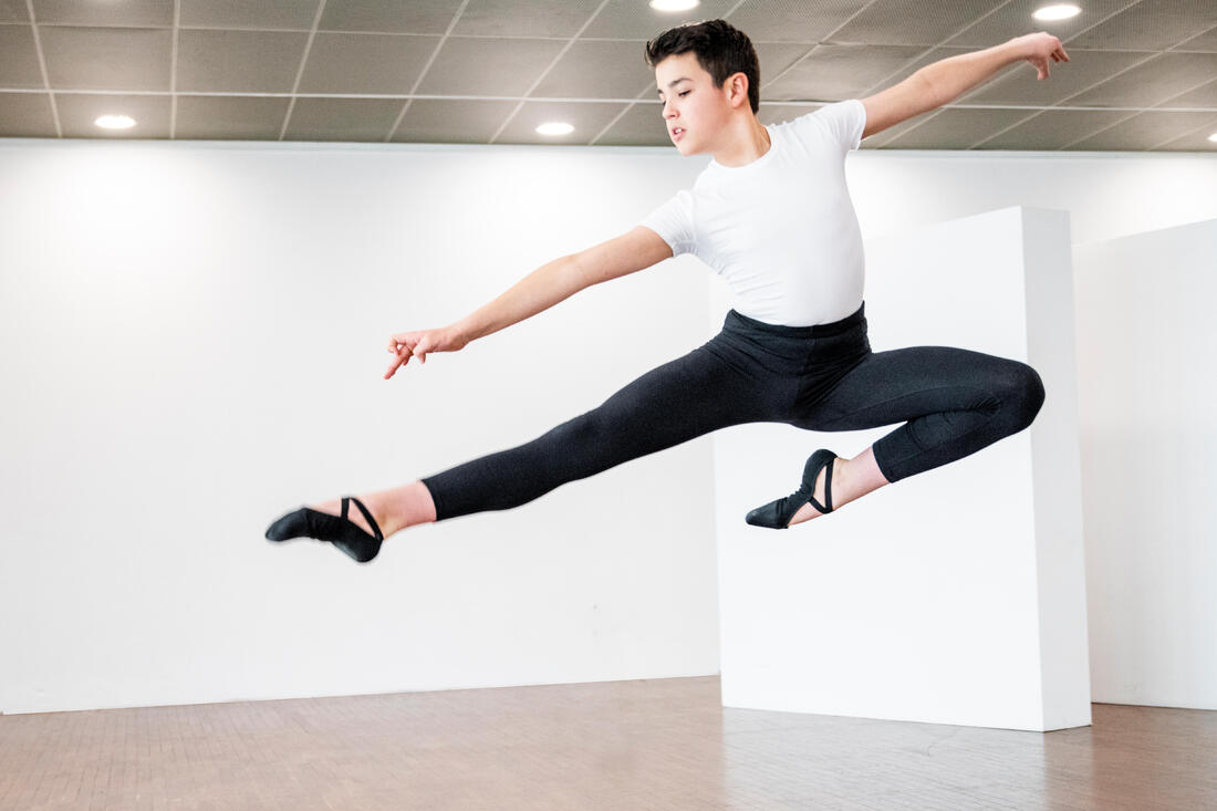 Demi-pointes de danse classique bi-semelles en toile femme, noires