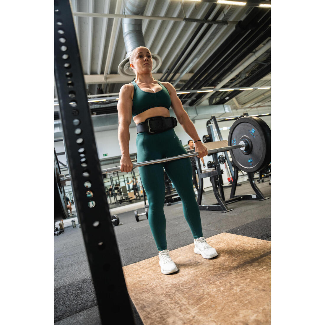 Ceinture lombaire de musculation en cuir résistante, noire