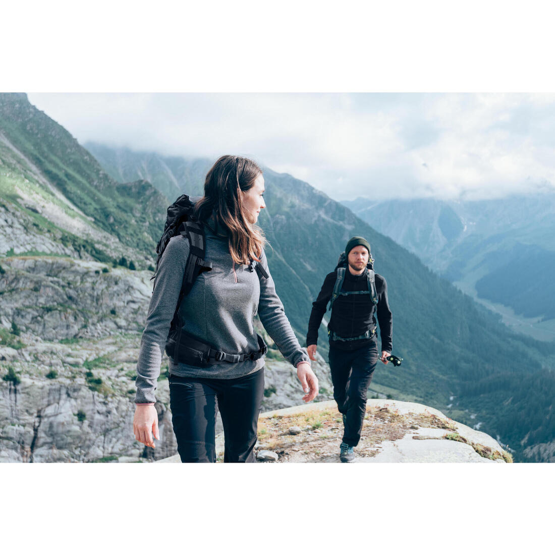 Polaire de randonnée montagne homme, MH100full zip noir