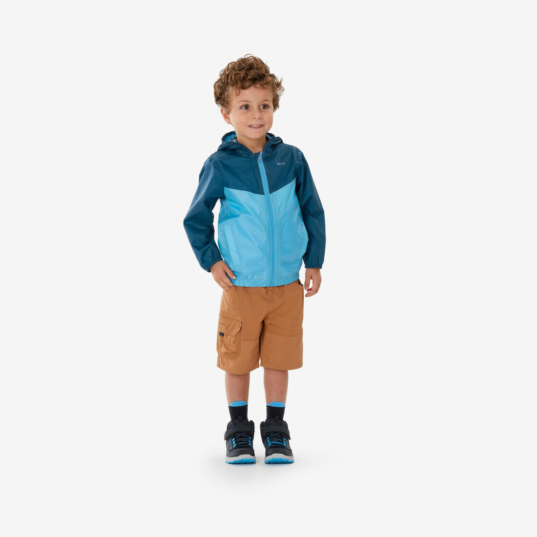 Veste imperméable de randonnée enfant 2-6 ans, MH100 zip bleu