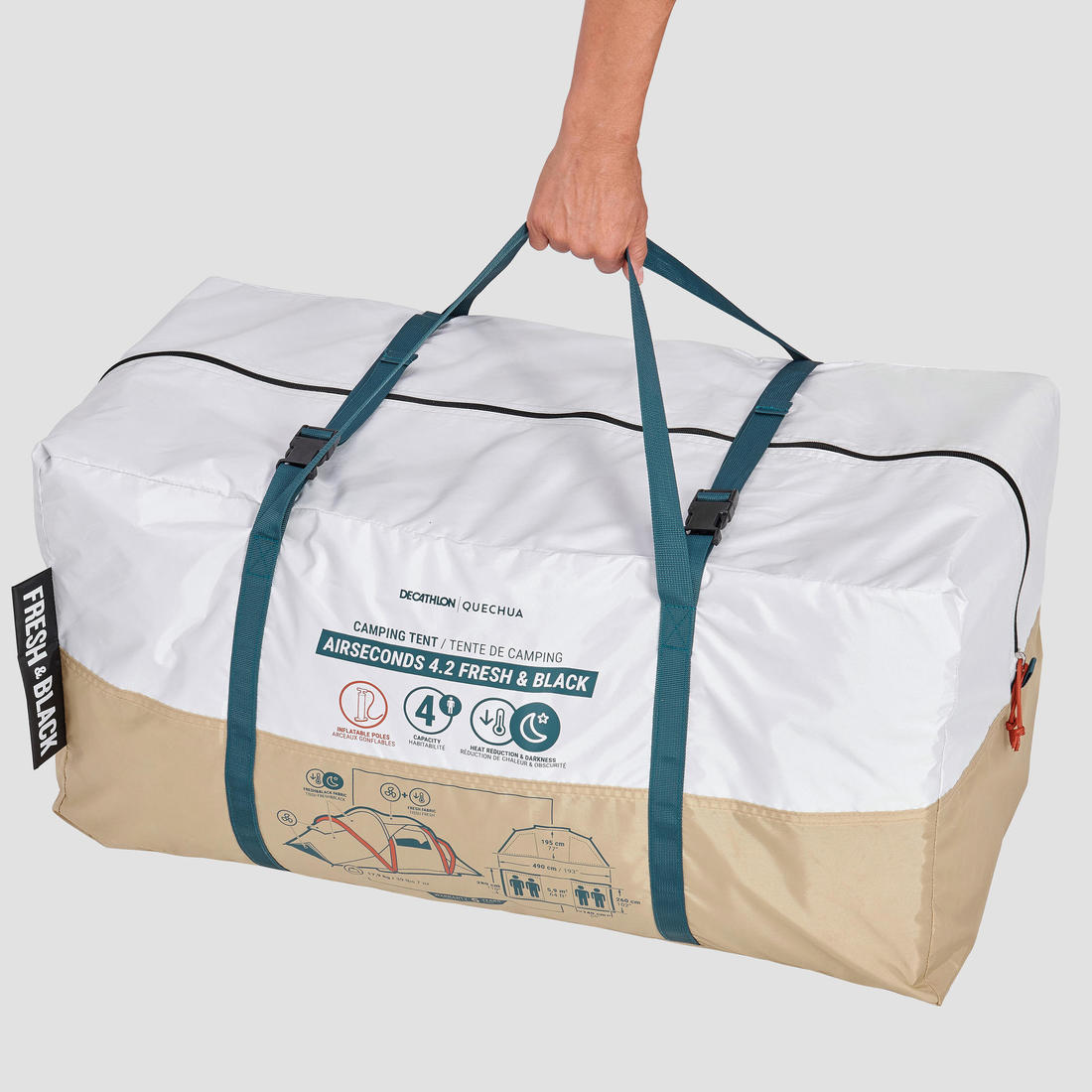 Tente de camping gonflable 4 places 2 chambres, Fresh & Black, Air Seconds 4.2